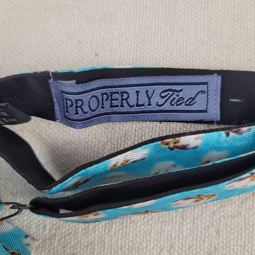 Properly Tied Colton Blue Youth Bow Tie Cotton Boll Print Adjustable‎ Pre-Tied